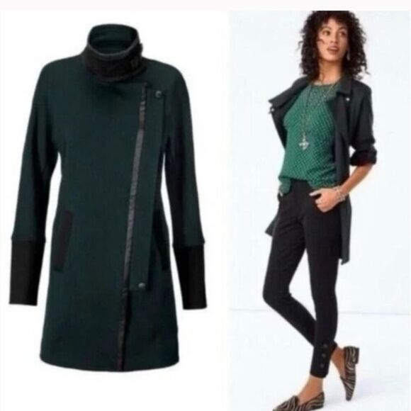 CABI Renaissance Emerald Green Longline Blazer Assymetrical Career Jacket - Picture 1 of 16